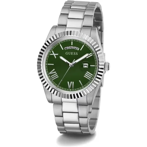 Watches, male, , Size: ONE SIZE Connoisseur Stainless Steel Watch Green - Guess - Modalova