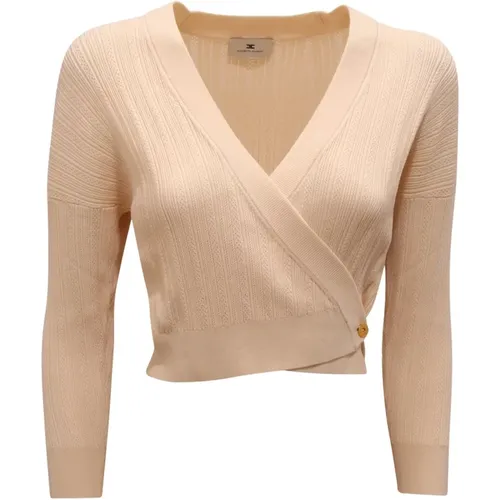 V-neck Knitwear, female, , Size: 2XL Mk-69S-52E2 V-neck Knit Top - Elisabetta Franchi - Modalova