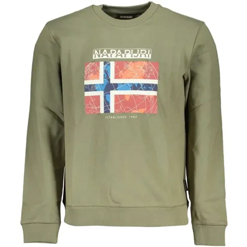 Grünes Fleece Stylisches Sweatshirt , Herren, Größe: XS - Napapijri - Modalova