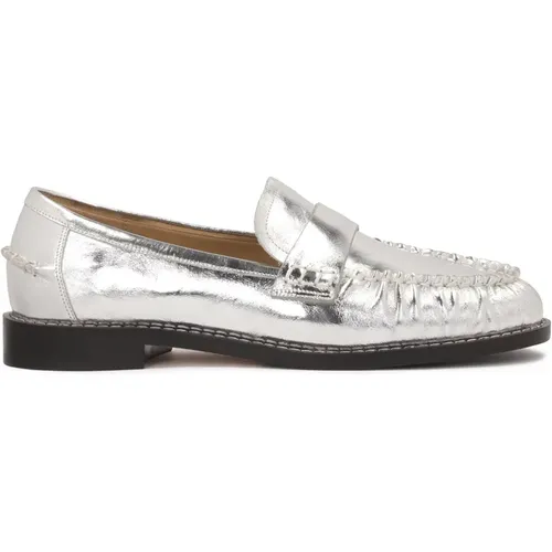 Silberne Loafers-Stil Halbschuhe , Damen, Größe: 35 EU - Kazar Studio - Modalova