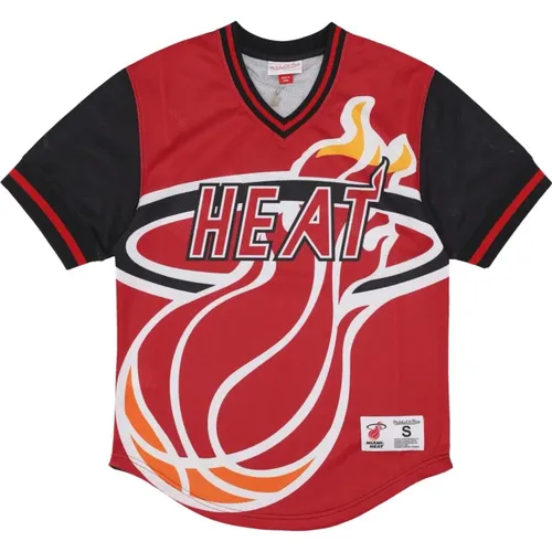 Miami Heat Mesh V-neck Jersey , Herren, Größe: XL - Mitchell & Ness - Modalova