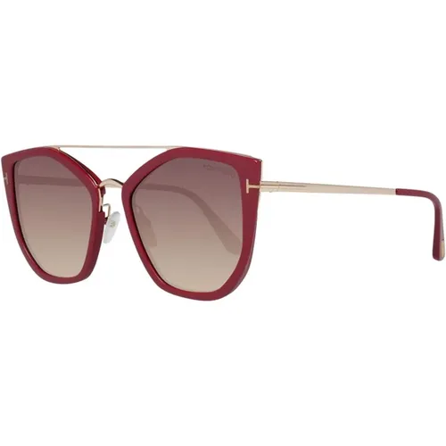 Sunglasses, female, , Size: ONE SIZE Burgundy Aviator Sunglasses with Mirrored Gradient Lenses - Tom Ford - Modalova