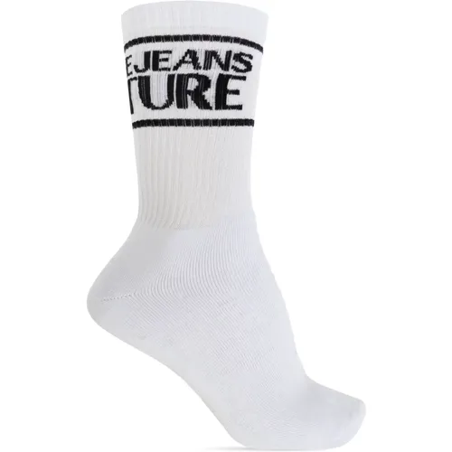 Socks, male, , Size: M Cotton socks with logo - Versace Jeans Couture - Modalova