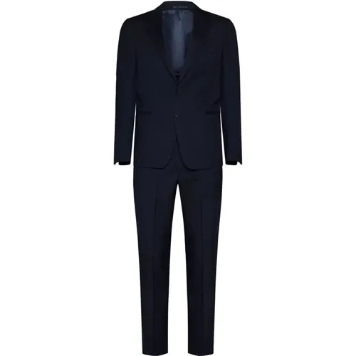 Single Breasted Suits, male, , Size: L Midnight Wool Suit - Low Brand - Modalova