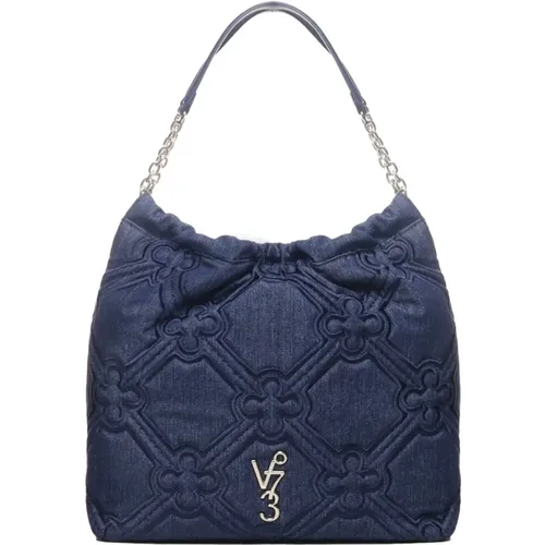 Denim Shopping Bag with Embroidery , female, Sizes: ONE SIZE - V73 - Modalova