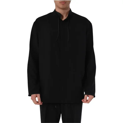 Satin Korean Shirt Oversize Fit , male, Sizes: L - Roberto Collina - Modalova