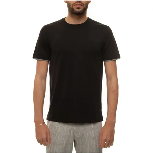 Short-sleeved round-necked T-shirt , male, Sizes: L, 3XL - Canali - Modalova