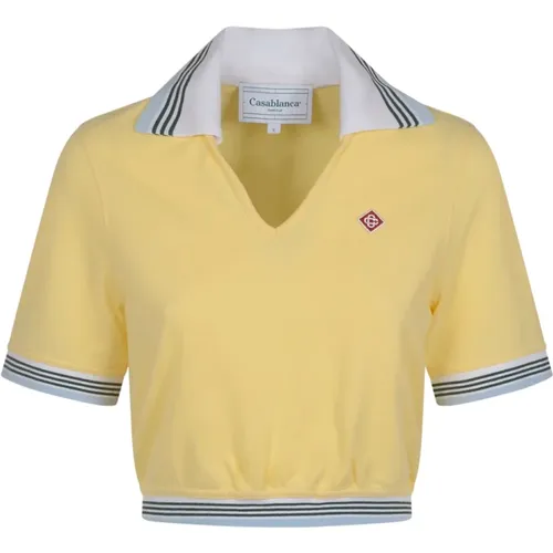 Cropped Pique Polo Shirts , Damen, Größe: XS - Casablanca - Modalova