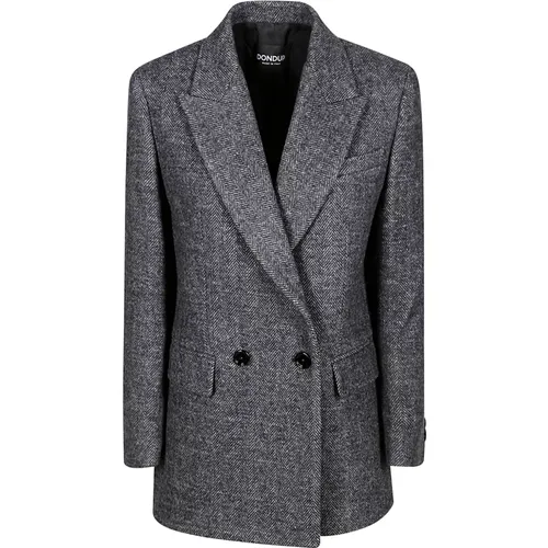 Blazers, female, , Size: 2XS Double-Breasted Herringbone Peacoat - Dondup - Modalova