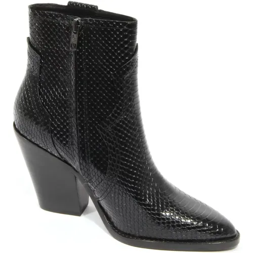 Cowboy Boots, female, , Size: 9 US Snake Print Leather Boots - Ash - Modalova