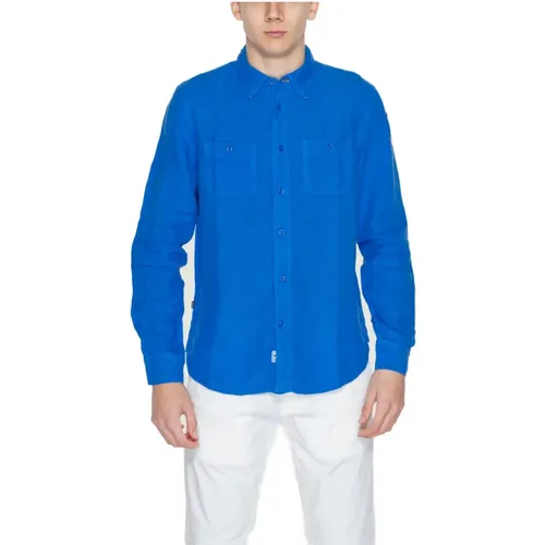 Long Sleeve Linen Shirt Spring/Summer Collection , male, Sizes: L, XL, M - Blauer - Modalova