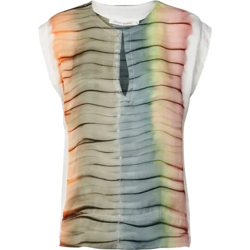 Tie-Dye Rosalyn Top White , female, Sizes: XS, S, XL - Rabens Saloner - Modalova