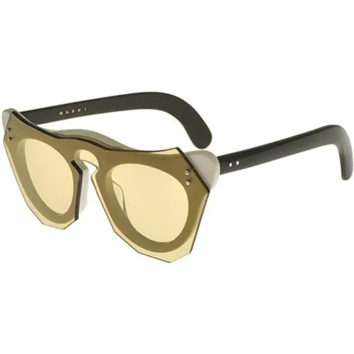 Grün/Hellbraune Sonnenbrille , Damen, Größe: 48 MM - Marni - Modalova