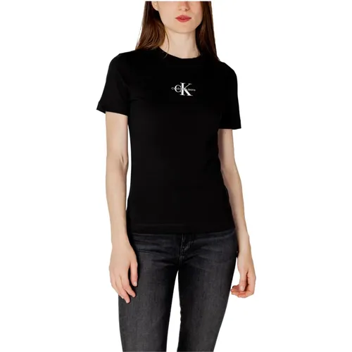 Damen T-Shirt, schwarz, kurze Ärmel, Herbst/Winter - Calvin Klein Jeans - Modalova