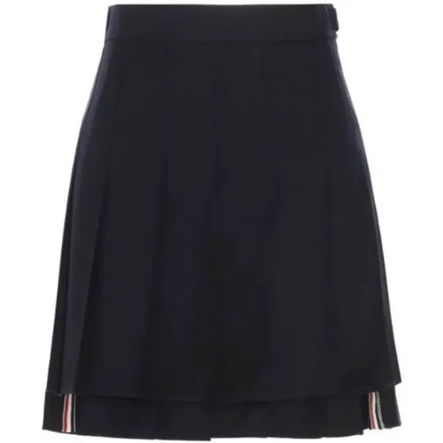 Short Skirts, female, , Size: 10 US Blue Pleated Skirt - Thom Browne - Modalova