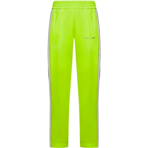 Sweatpants, male, , Size: L Fluo Yellow Track Pants with Stripes - Palm Angels - Modalova