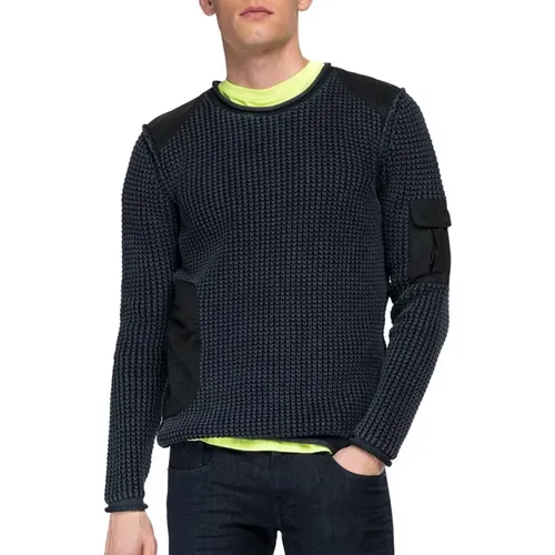 Men`s Crewneck Sweater with Pockets , male, Sizes: S - Replay - Modalova