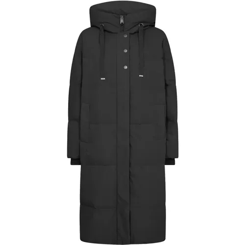 Lange Steppjacke Schwarz , Damen, Größe: S - MOS MOSH - Modalova