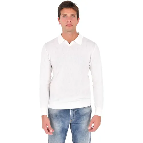 V-neck Knitwear, male, , Size: M V-neck Ribbed Polo Collar Sweater - Boglioli - Modalova