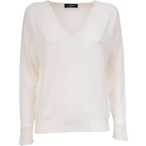 Cashmere Sweater with V-Neck , female, Sizes: L, S, XS, M - Gran Sasso - Modalova