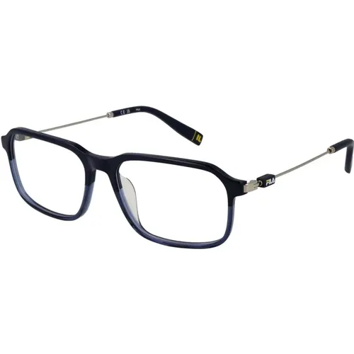 Glasses, male, , Size: ONE SIZE Blue Metal Full-Rim Rectangle Optical Frames - Fila - Modalova
