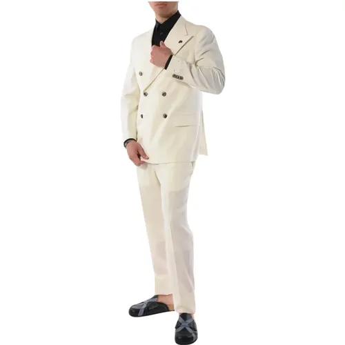 Double Breasted Suits, male, , Size: L Single-breasted suit with lancia lapel - Gabriele Pasini - Modalova