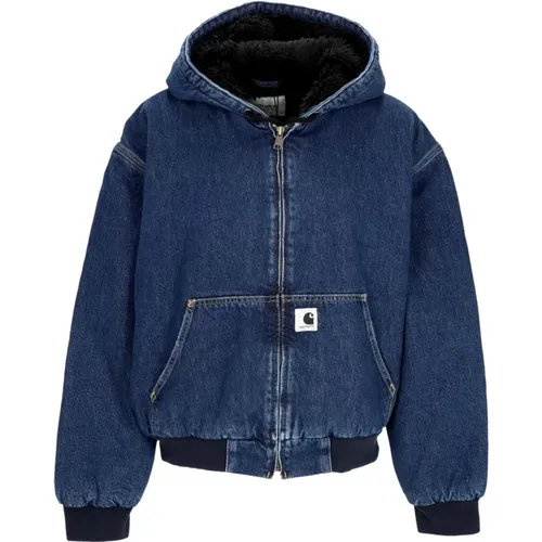 Blau Stone Washed Denim Jacke mit Sherpa-Innenfutter - Carhartt WIP - Modalova