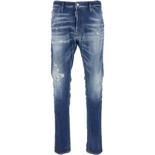 High-Waist Blaue Jeans Figurbetonter Schnitt , Herren, Größe: M - Dsquared2 - Modalova