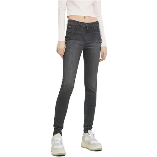 Schwarze Skinny Jeans mit Aufgesticktem Logo - Tommy Jeans - Modalova