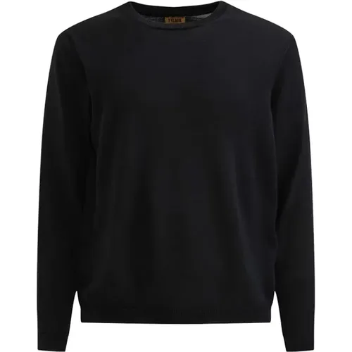 Schwarzer Pullover Elegante Lederdetails , Herren, Größe: L - Alviero Martini 1a Classe - Modalova