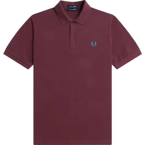 Polo Shirts, male, , Size: 3XS Original Plain Polo in Oxblood & Ocean - Fred Perry - Modalova