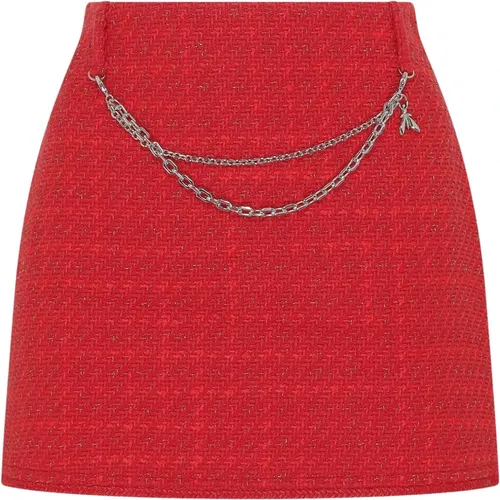 Short Skirts, female, , Size: M Tweed Mini Skirt with Removable Chain - PATRIZIA PEPE - Modalova