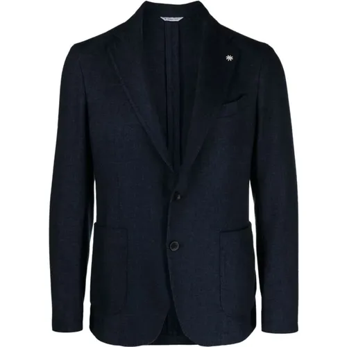 Blazers, male, , Size: XL Single-Breasted Jacket with Logo Hardware - Luigi Bianchi Mantova - Modalova