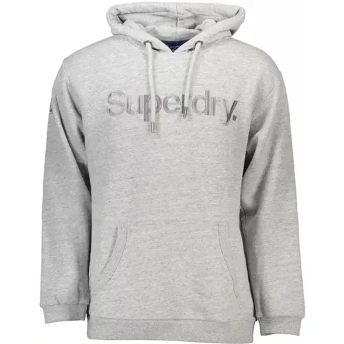 Grauer Kapuzenpullover mit Stickerei - Superdry - Modalova