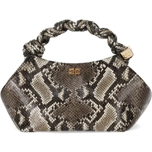 Handbags, female, , Size: ONE SIZE Python Print Leather Handbag - Ganni - Modalova