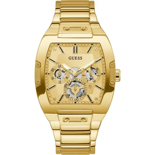 Watches, male, , Size: ONE SIZE Gold Stainless Steel Analog Watch - Guess - Modalova