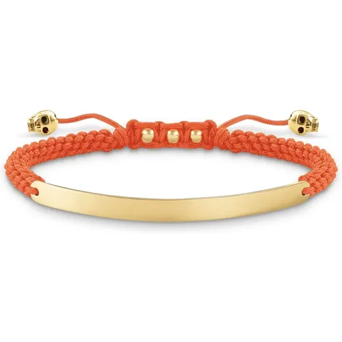 Bracelets, female, , Size: ONE SIZE Orange Gold Bracelet Nylon 925 Silver - Thomas Sabo - Modalova