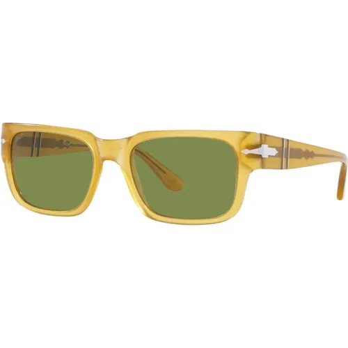 Rechteckige Sonnenbrille in Honig mit grünen antireflektierenden Gläsern , unisex, Größe: 55 MM - Persol - Modalova