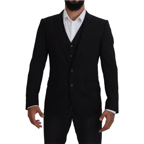 Blazers, male, , Size: M Jacket Vest 2 Piece Martini Blazer - Dolce & Gabbana - Modalova