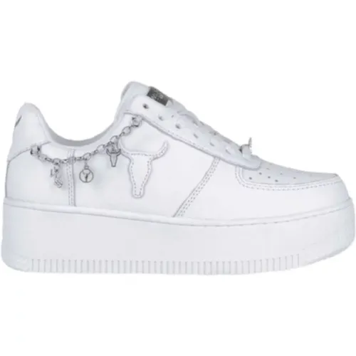 Weiße Ledersneaker mit silbernem Accessoire - Größe 41 , Damen, Größe: 36 EU - Windsor Smith - Modalova
