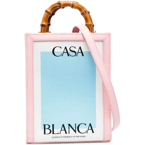 Mini Canvas Tote Tasche mit Lederdetails - Casablanca - Modalova