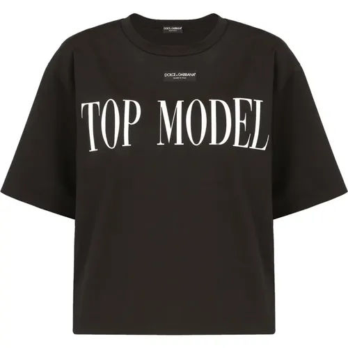 Stilvolles Schwarzes Top Model T-Shirt - Dolce & Gabbana - Modalova