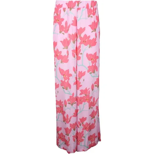 Wide Trousers, female, , Size: S Chiffon Wide Leg Pants with Pockets - Semicouture - Modalova