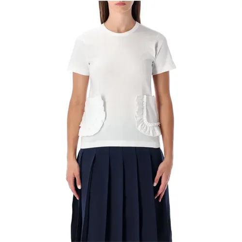 T-Shirts, female, , Size: M T-shirt with Ruffle Pockets - Comme des Garçons - Modalova