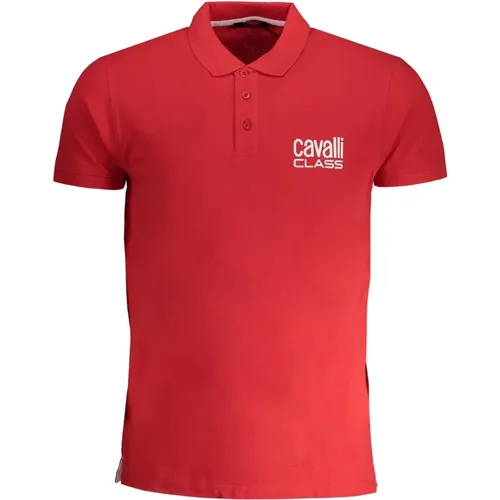 Rotes Polo-Shirt mit Kurzen Ärmeln und Logo-Print , Herren, Größe: 2XL - Cavalli Class - Modalova