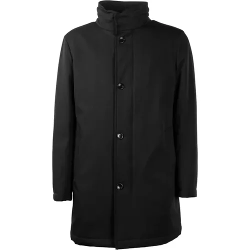 Single-Breasted Coats, male, , Size: L Elegant Wool Coat with Storm Protection - Made in Italia - Modalova