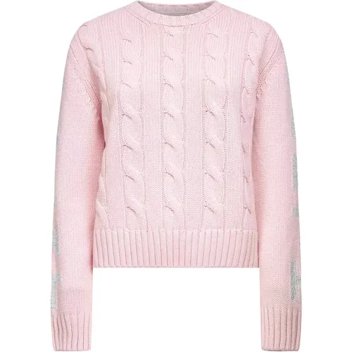 Round-neck Knitwear, female, , Size: L Cable-Knit Wool Cashmere Sweater - MC2 Saint Barth - Modalova