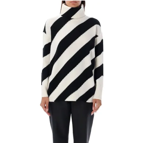 Striped High Neck Sweater Knitwear , female, Sizes: M - Valentino Garavani - Modalova