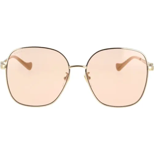 Retro Square Sunglasses with GG Cut-Out Chain , female, Sizes: 61 MM - Gucci - Modalova