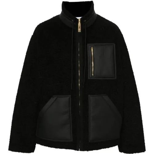 Shearling Panel Reißverschluss Jacke - Moschino - Modalova